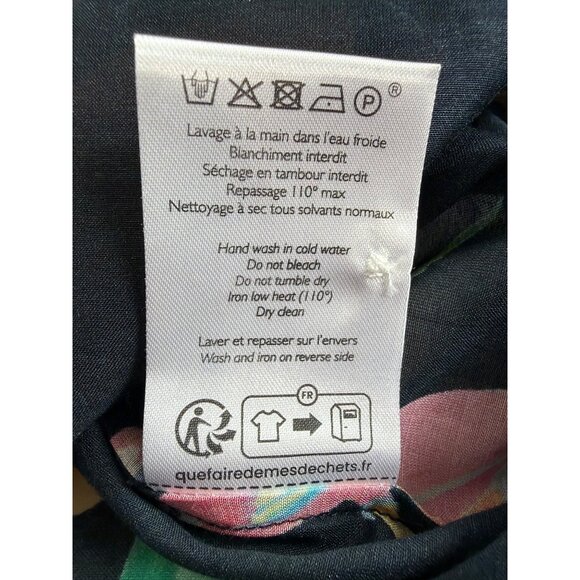 Sezane x G.Kero Pierro Black Jungle Parrot Silk Blened Blouse FR 46/US 14 - Picture 7 of 16